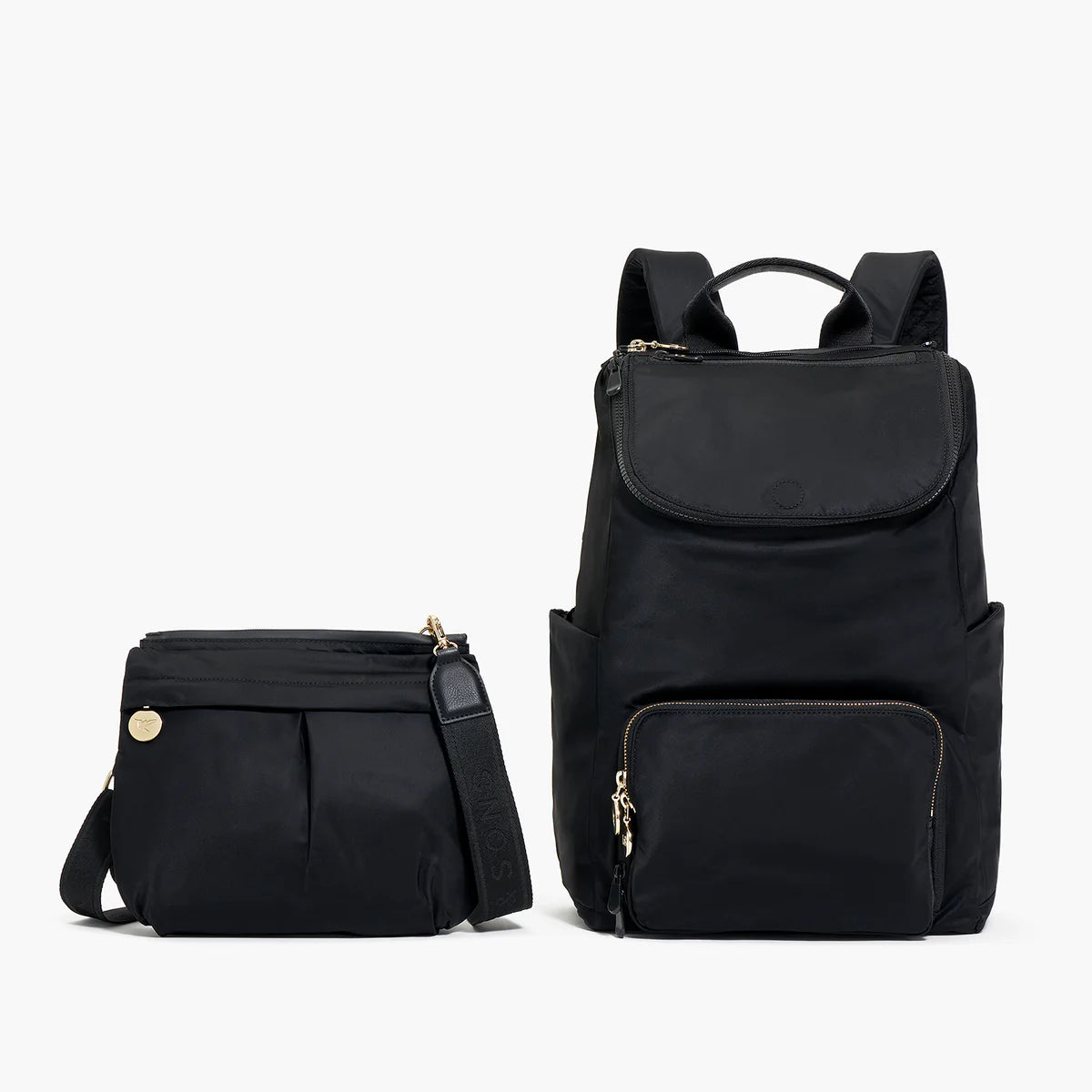Foldover Flap Water-resistant Nylon Organized Travel Backpack