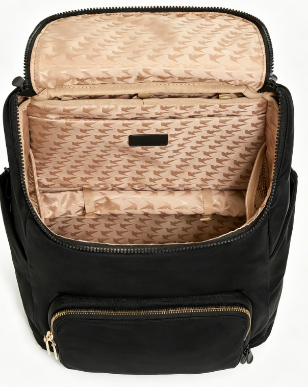 Foldover Flap Water-resistant Nylon Organized Travel Backpack
