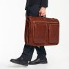 Vintage Distressed Leather Multi-Pocket Business Briefcase